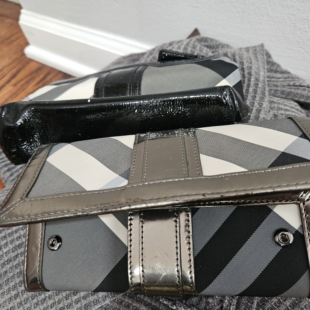 Burberry Black and Gray Checkered Wallet And Small Makeup Bag